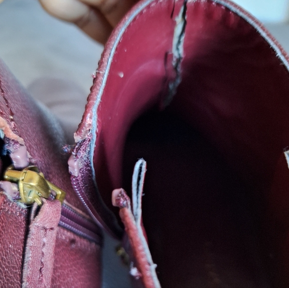 Franco Sarto wine-colored leather ankle boots with gold zipper. 8M womens - Picture 8 of 11